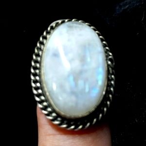 32 NWT Moonstone gemstone crystal 925 silver ring size 8 free shipping sale